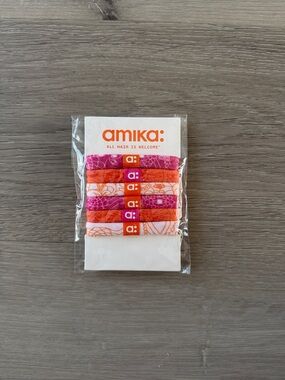 Amika Pink and Orange Patterned Elastic Hair Ties - Pack of 6